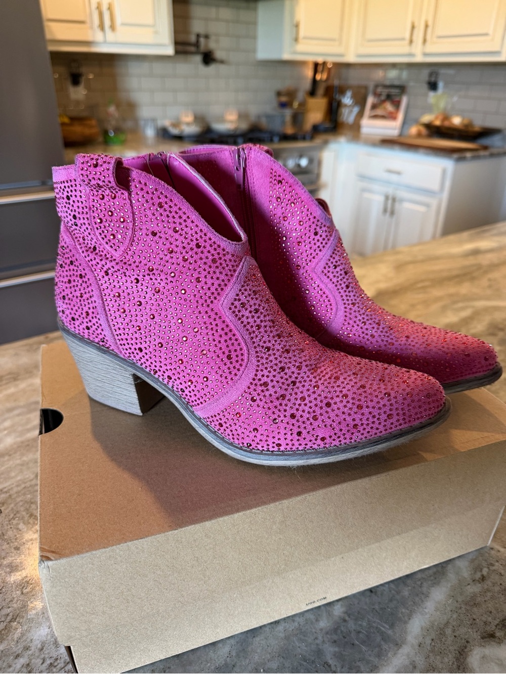 Pierre Dumas Hot Pink Rhinestone Ankle Booties
